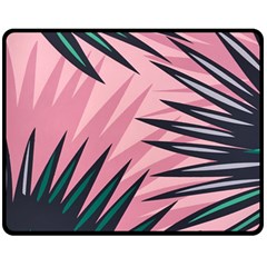 Graciela Detail Petticoat Palm Pink Green Fleece Blanket (Medium) 