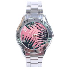 Graciela Detail Petticoat Palm Pink Green Stainless Steel Analogue Watch