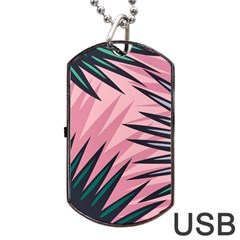 Graciela Detail Petticoat Palm Pink Green Dog Tag USB Flash (One Side)