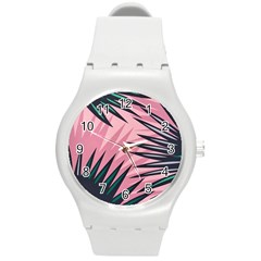 Graciela Detail Petticoat Palm Pink Green Round Plastic Sport Watch (M)