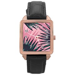 Graciela Detail Petticoat Palm Pink Green Rose Gold Leather Watch 