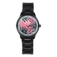 Graciela Detail Petticoat Palm Pink Green Stainless Steel Round Watch