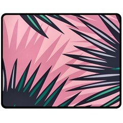 Graciela Detail Petticoat Palm Pink Green Double Sided Fleece Blanket (Medium) 