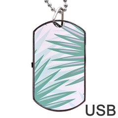 Graciela Detail Petticoat Palm Pink Green Gray Dog Tag Usb Flash (one Side) by Mariart