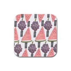 Grapes Watermelon Fruit Patterns Bouffants Broken Hearts Rubber Square Coaster (4 Pack) 