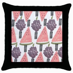 Grapes Watermelon Fruit Patterns Bouffants Broken Hearts Throw Pillow Case (black) by Mariart