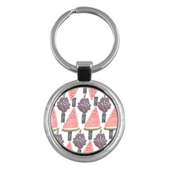 Grapes Watermelon Fruit Patterns Bouffants Broken Hearts Key Chains (round)  by Mariart