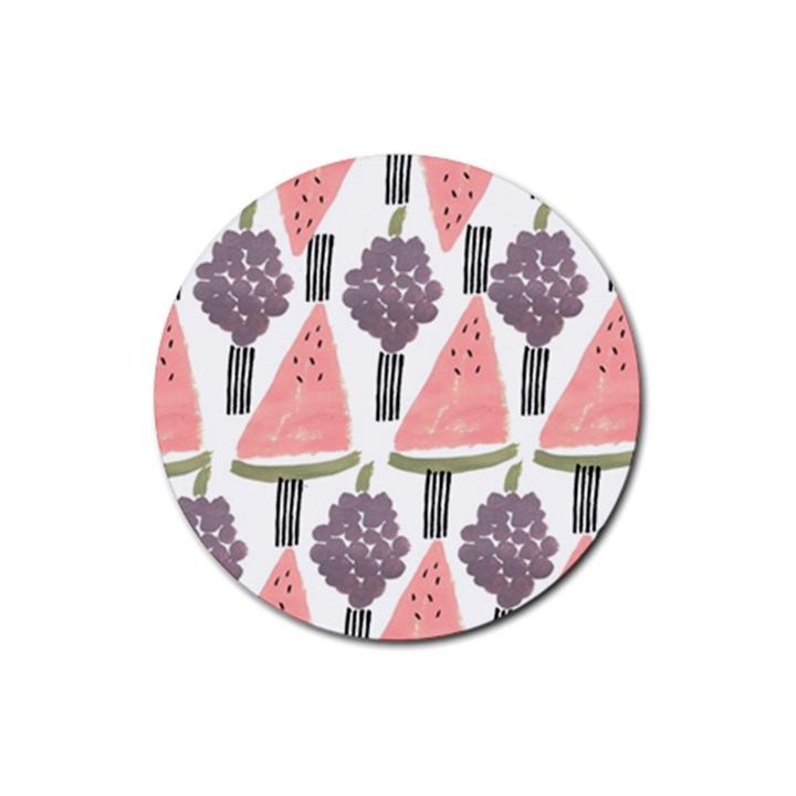 Grapes Watermelon Fruit Patterns Bouffants Broken Hearts Rubber Coaster (Round) 