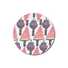 Grapes Watermelon Fruit Patterns Bouffants Broken Hearts Rubber Round Coaster (4 Pack) 