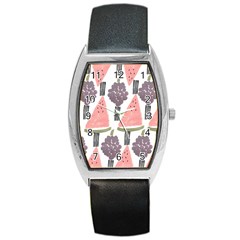 Grapes Watermelon Fruit Patterns Bouffants Broken Hearts Barrel Style Metal Watch by Mariart