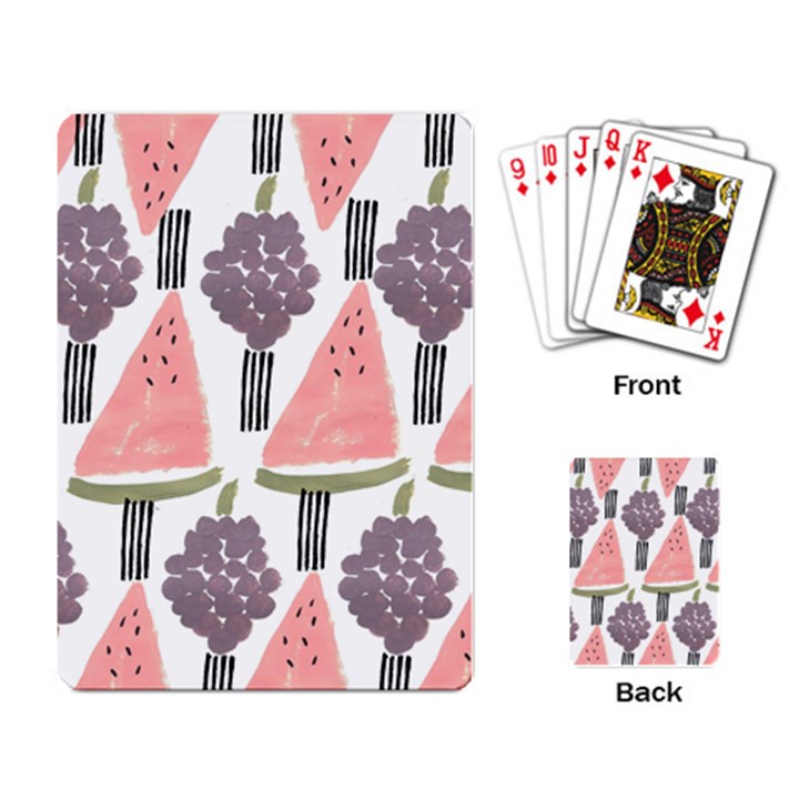 Grapes Watermelon Fruit Patterns Bouffants Broken Hearts Playing Card