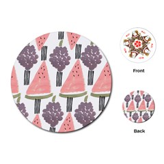 Grapes Watermelon Fruit Patterns Bouffants Broken Hearts Playing Cards (round) 