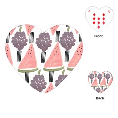 Grapes Watermelon Fruit Patterns Bouffants Broken Hearts Playing Cards (heart)  by Mariart