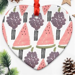 Grapes Watermelon Fruit Patterns Bouffants Broken Hearts Heart Ornament (two Sides) by Mariart