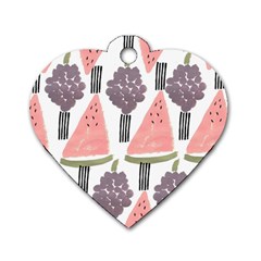 Grapes Watermelon Fruit Patterns Bouffants Broken Hearts Dog Tag Heart (one Side) by Mariart