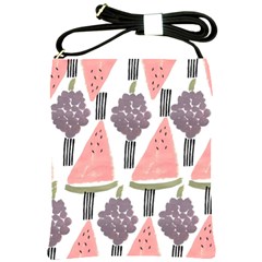 Grapes Watermelon Fruit Patterns Bouffants Broken Hearts Shoulder Sling Bags by Mariart