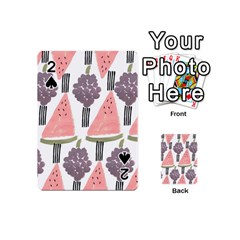 Grapes Watermelon Fruit Patterns Bouffants Broken Hearts Playing Cards 54 (mini)  by Mariart