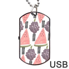 Grapes Watermelon Fruit Patterns Bouffants Broken Hearts Dog Tag Usb Flash (one Side) by Mariart