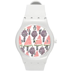 Grapes Watermelon Fruit Patterns Bouffants Broken Hearts Round Plastic Sport Watch (m) by Mariart