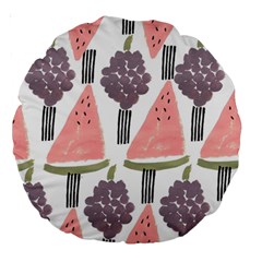 Grapes Watermelon Fruit Patterns Bouffants Broken Hearts Large 18  Premium Round Cushions by Mariart