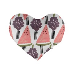 Grapes Watermelon Fruit Patterns Bouffants Broken Hearts Standard 16  Premium Heart Shape Cushions