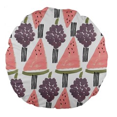 Grapes Watermelon Fruit Patterns Bouffants Broken Hearts Large 18  Premium Flano Round Cushions by Mariart