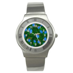 Fluorescence Microscopy Green Blue Stainless Steel Watch by Mariart