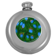 Fluorescence Microscopy Green Blue Round Hip Flask (5 Oz)