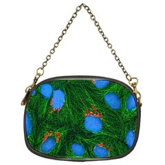 Fluorescence Microscopy Green Blue Chain Purses (one Side)  by Mariart