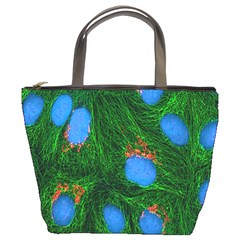 Fluorescence Microscopy Green Blue Bucket Bags by Mariart