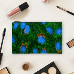 Fluorescence Microscopy Green Blue Cosmetic Bag (medium)  by Mariart