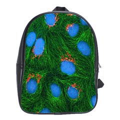 Fluorescence Microscopy Green Blue School Bag (large) by Mariart