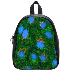 Fluorescence Microscopy Green Blue School Bag (small) by Mariart