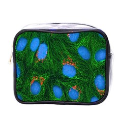 Fluorescence Microscopy Green Blue Mini Toiletries Bags by Mariart