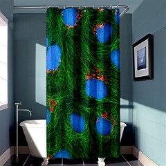 Fluorescence Microscopy Green Blue Shower Curtain 36  X 72  (stall)  by Mariart