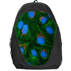 Fluorescence Microscopy Green Blue Backpack Bag by Mariart