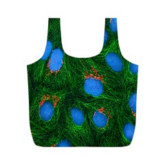 Fluorescence Microscopy Green Blue Full Print Recycle Bags (m)  by Mariart