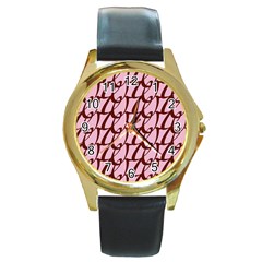 Letter Font Zapfino Appear Round Gold Metal Watch by Mariart