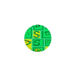 Letter Huruf S Sign Green Yellow 1  Mini Buttons by Mariart