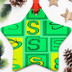 Letter Huruf S Sign Green Yellow Ornament (star) by Mariart