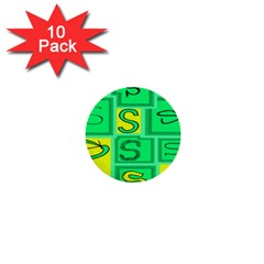 Letter Huruf S Sign Green Yellow 1  Mini Buttons (10 Pack)  by Mariart