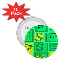 Letter Huruf S Sign Green Yellow 1 75  Buttons (10 Pack)