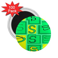 Letter Huruf S Sign Green Yellow 2 25  Magnets (100 Pack) 