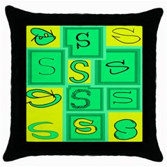 Letter Huruf S Sign Green Yellow Throw Pillow Case (black)