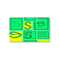 Letter Huruf S Sign Green Yellow Magnet (name Card) by Mariart