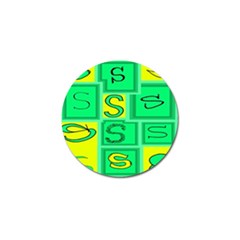 Letter Huruf S Sign Green Yellow Golf Ball Marker (10 Pack)