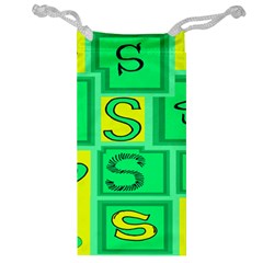 Letter Huruf S Sign Green Yellow Jewelry Bag by Mariart