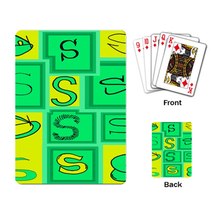 Letter Huruf S Sign Green Yellow Playing Card