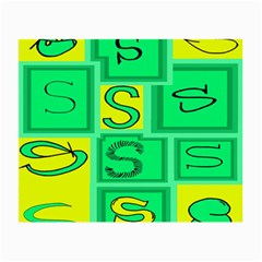 Letter Huruf S Sign Green Yellow Small Glasses Cloth (2-side)