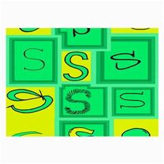 Letter Huruf S Sign Green Yellow Large Glasses Cloth (2-side)